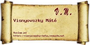 Visnyovszky Máté névjegykártya
